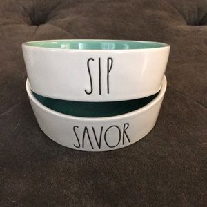 Rae Dunn sip and savor pet bowls